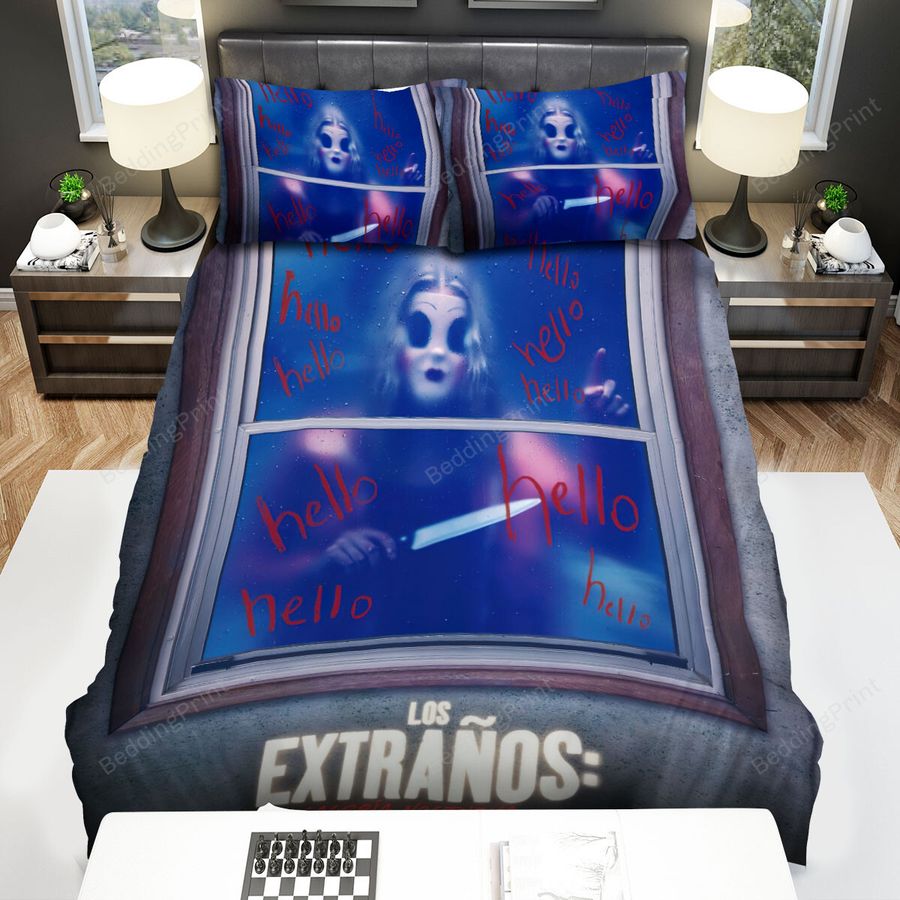 The Strangers Prey At Night Helo Helo On Glass Movie Poster Bed Sheets Spread Comforter Duvet Cover Bedding Sets