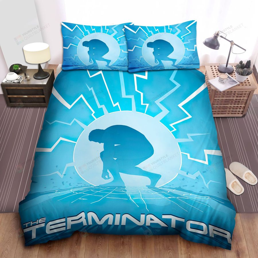 The Terminator Silhouette On Blue Theme Bed Sheets Spread Comforter Duvet Cover Bedding Sets