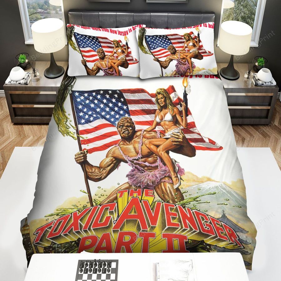 The Toxic Avenger (1984) Tacking Toxic Troubles From Tromaville To Tokyo Movie Poster Bed Sheets Spread Comforter Duvet Cover Bedding Sets