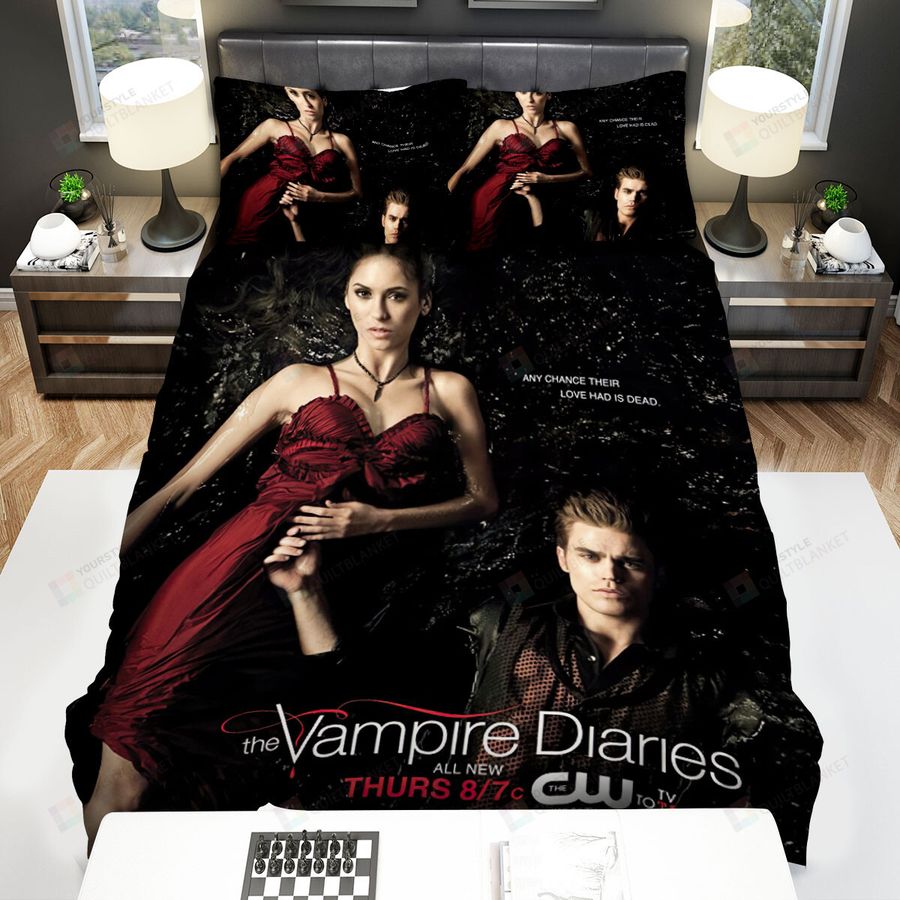 The Vampire Diaries (2009–2017) Any Chance Their Love Had Is Dead Movie Poster Bed Sheets Spread Comforter Duvet Cover Bedding Sets