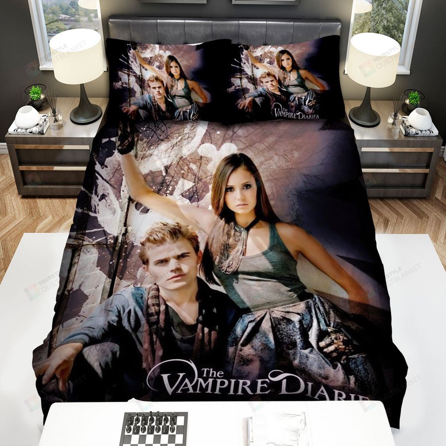 The Vampire Diaries (2009–2017) Diaries Stefan And Damon Movie Poster Bed Sheets Spread Comforter Duvet Cover Bedding Sets