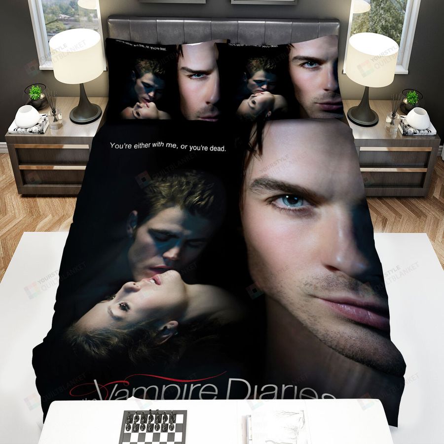 The Vampire Diaries (2009–2017) You're Either With Me, Or You're Dead Movie Poster Bed Sheets Spread Comforter Duvet Cover Bedding Sets