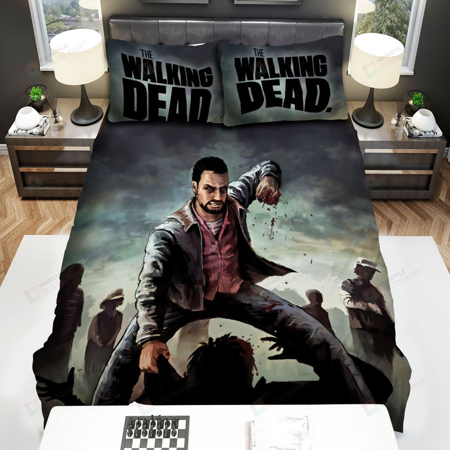 The Walking Dead The Men Is Killing Someone Art Picture Bed Sheets Spread Comforter Duvet Cover Bedding Sets