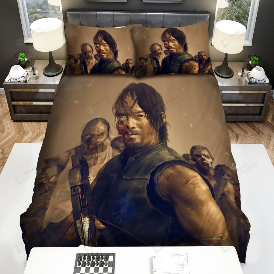 The Walking Dead The Men With Archery Are Killing Art Picture Bed Sheets Spread Comforter Duvet Cover Bedding Sets