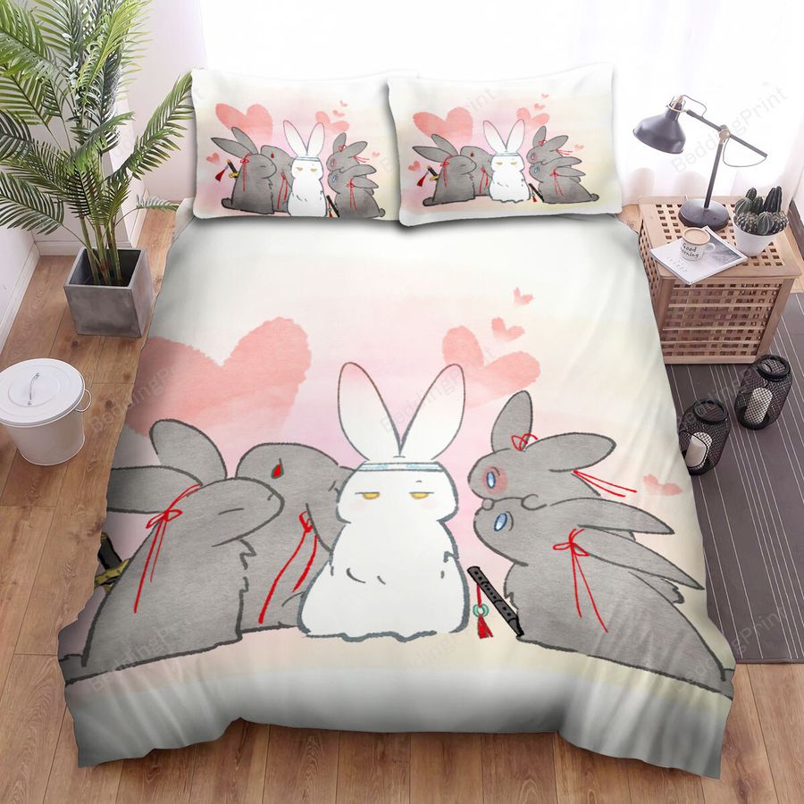 The White Bunny In The Middle Bed Sheets Spread Duvet Cover Bedding Sets
