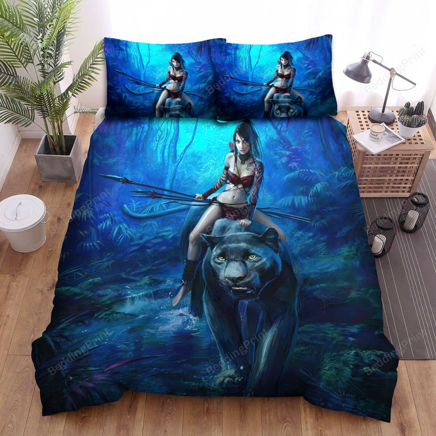 The Wild Animal - Riding The Black Panther Bed Sheets Spread Duvet Cover Bedding Sets