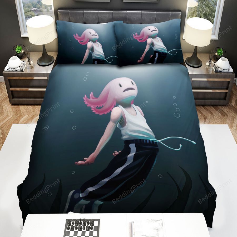 The Wild Animal - The Axolotl Boy In The Dark Water Bed Sheets Spread Duvet Cover Bedding Sets