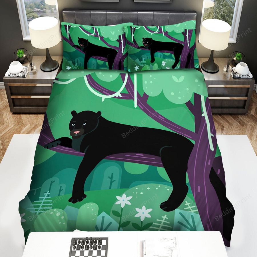 The Wild Animal - The Black Panther On The Branch Bed Sheets Spread Duvet Cover Bedding Sets
