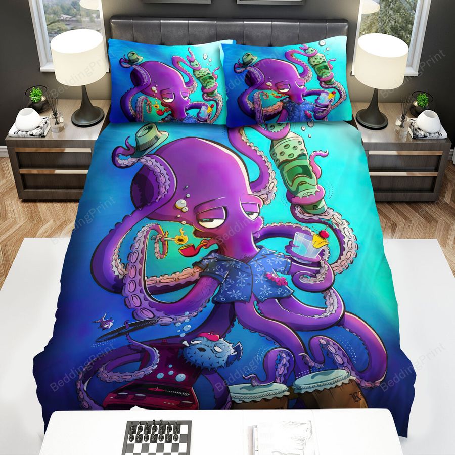 The Wild Animal - The Octopus Musician Art Bed Sheets Spread Duvet Cover Bedding Sets