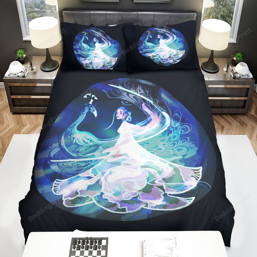The Wild Animal - The Peacock And The Sword Girl Bed Sheets Spread Duvet Cover Bedding Sets