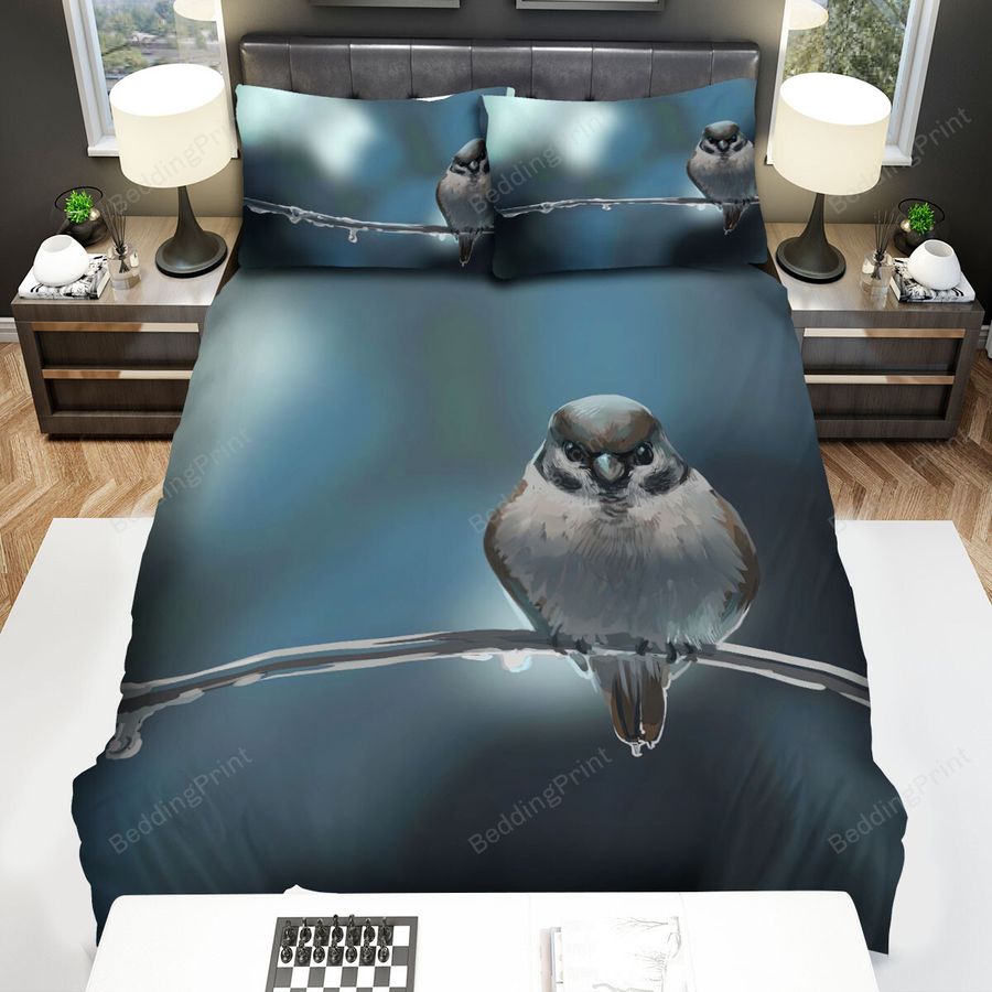 The Wild Animal - The Sparrow On The Frozen Branch Bed Sheets Spread Duvet Cover Bedding Sets