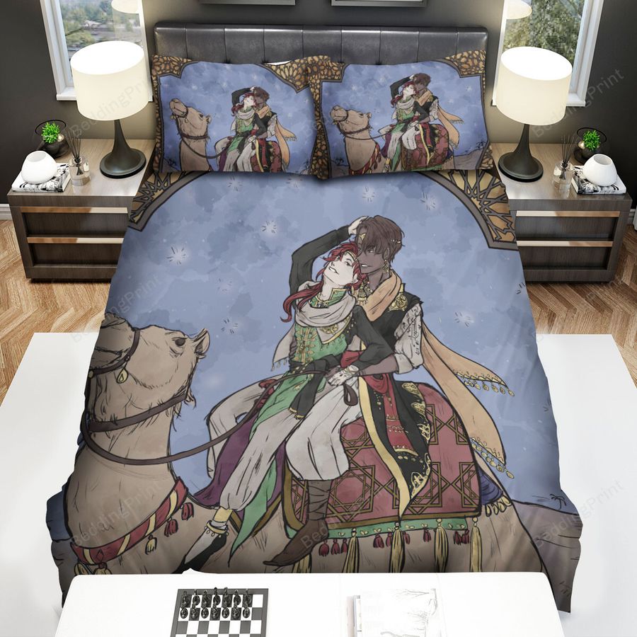 The Wildlife - The Couple Riding On The Camel Bed Sheets Spread Duvet Cover Bedding Sets