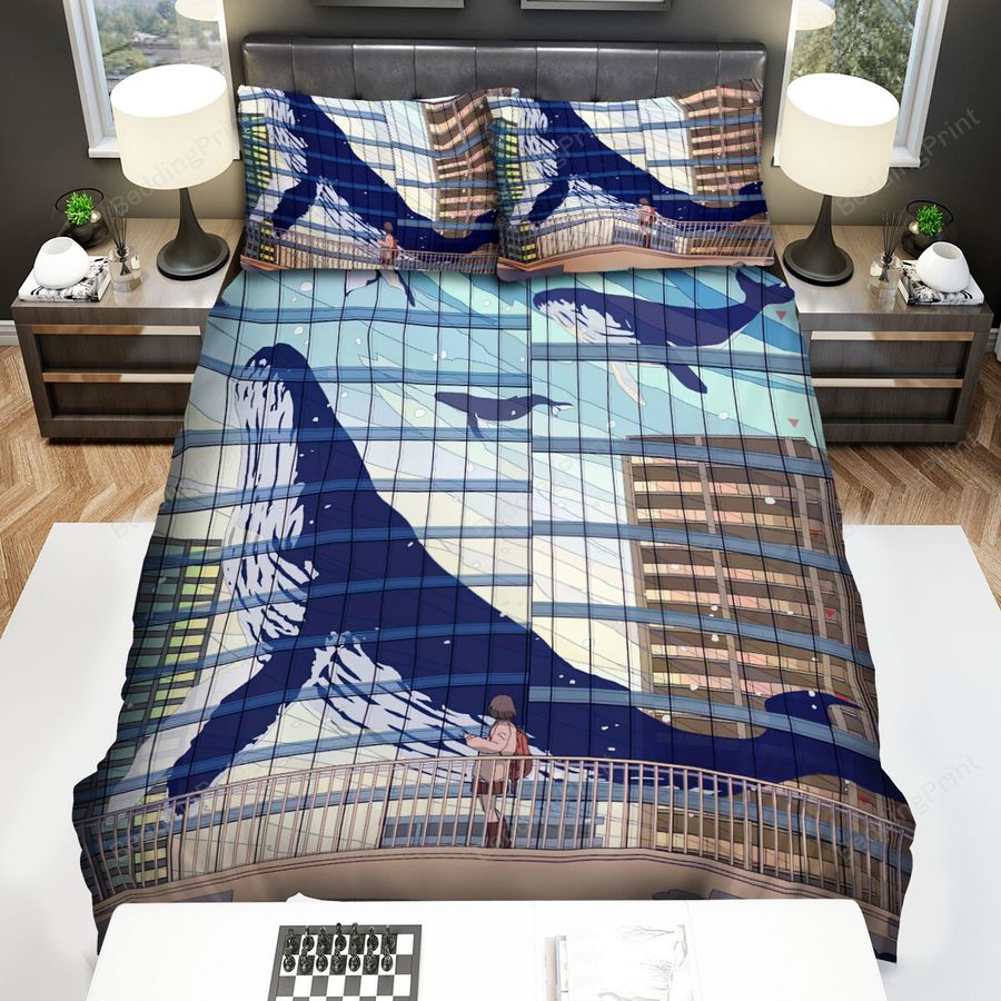 The Wildlife - The Flying Whale In The City Bed Sheets Spread Duvet Cover Bedding Sets