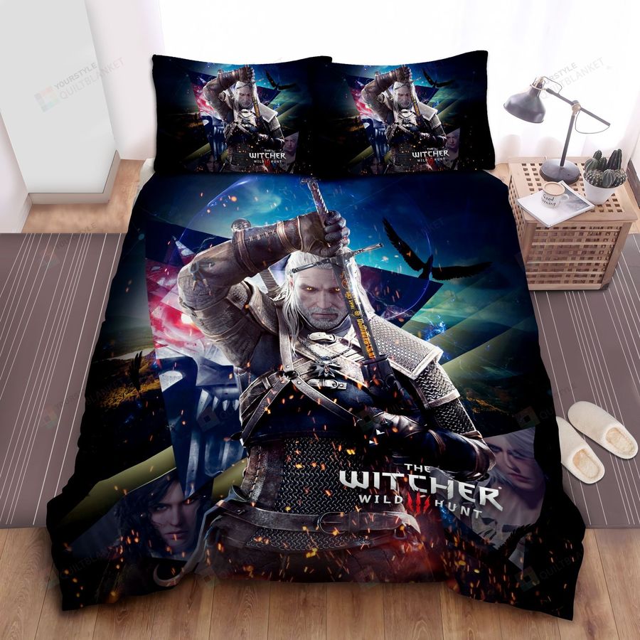 The Witcher 3 Wild Hunt Main Characters In Digital Artwork Bed Sheets Spread Comforter Duvet Cover Bedding Sets