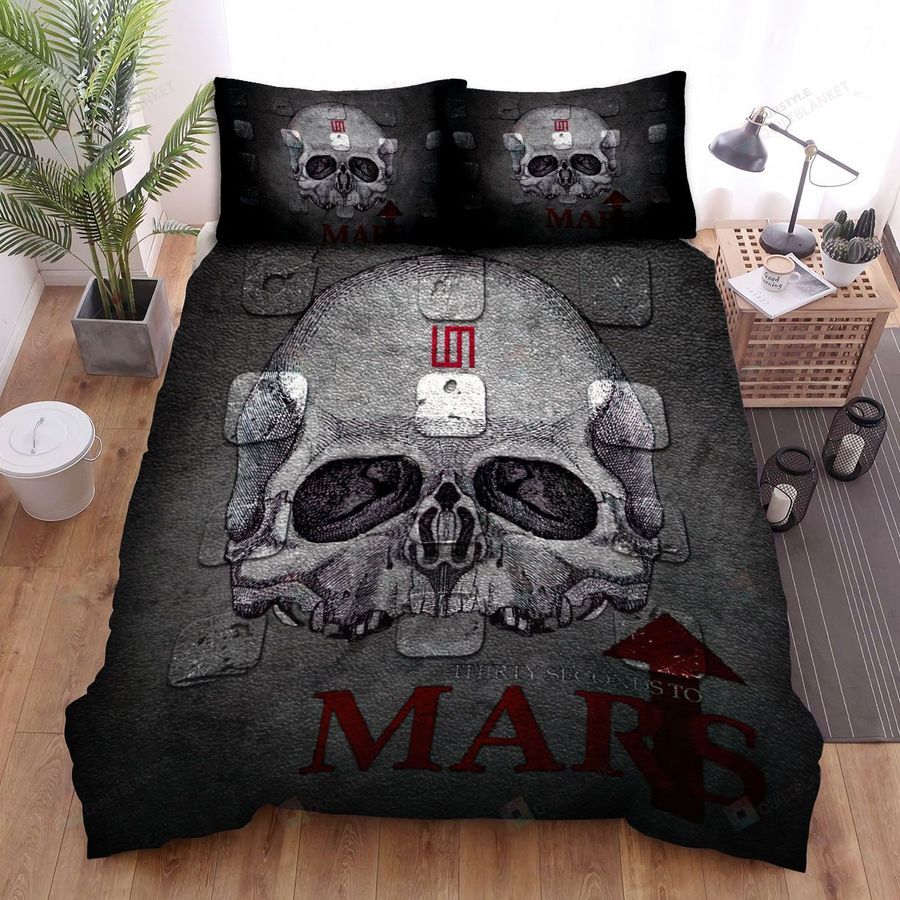 Thirty Seconds To Mars Skull Wallpaper Art Bed Sheets Spread Comforter Duvet Cover Bedding Sets