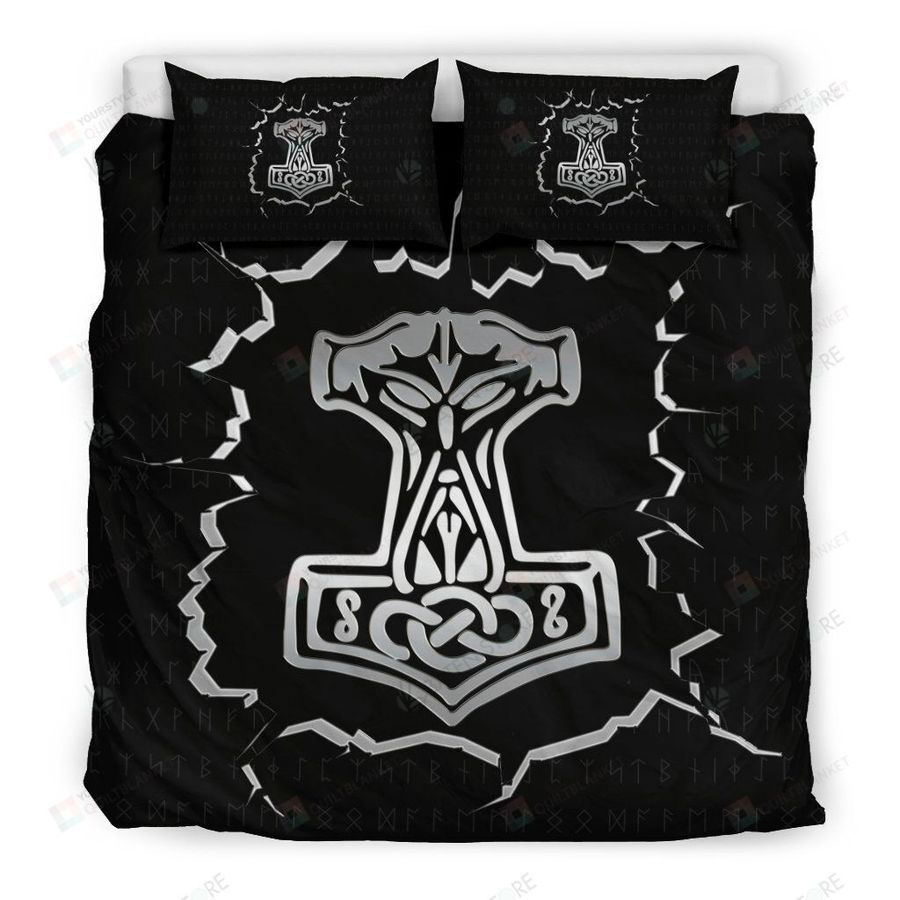Thor Hammer Black And White Bed Sheets Duvet Cover Bedding Set Great Gifts For Birthday Christmas Thanksgiving