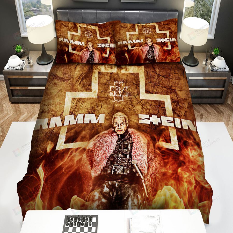 Till Lindemann And Fire Rammstein Bed Sheets Spread Duvet Cover Bedding Sets
