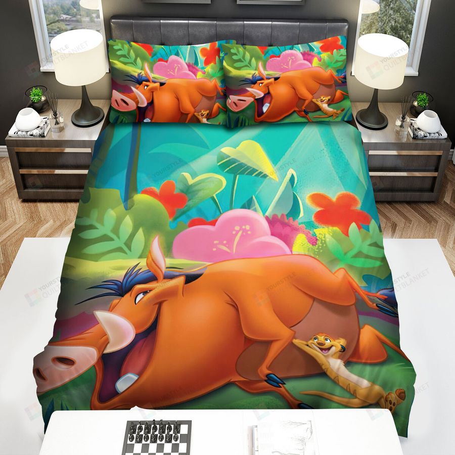 Timon And Pumbaa Happy Time Bed Sheets Spread Duvet Cover Bedding Sets