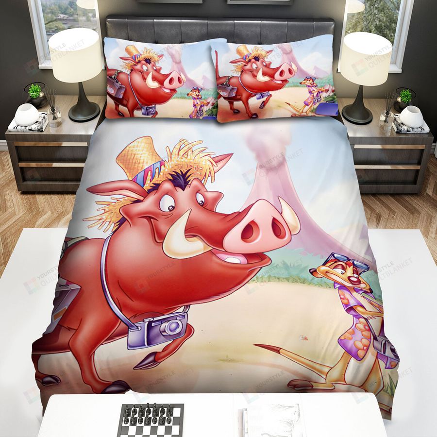 Timon And Pumbaa Traveling Together Bed Sheets Spread Duvet Cover Bedding Sets