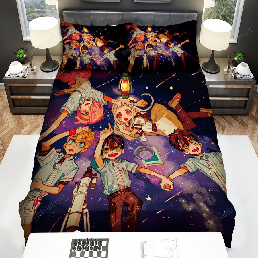 Toilet-Bound Hanako-Kun Main Characters In Galaxy Sky Night Artwork Bed Sheets Spread Duvet Cover Bedding Sets