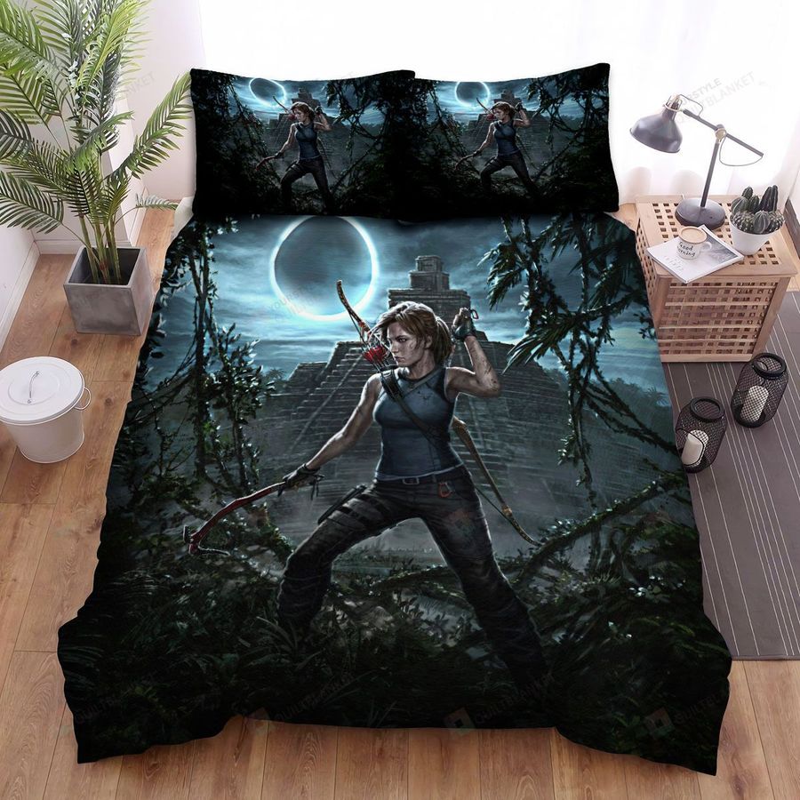 Tomb Raider Lara Croft And The Temple Bed Sheets Spread Comforter Duvet Cover Bedding Sets