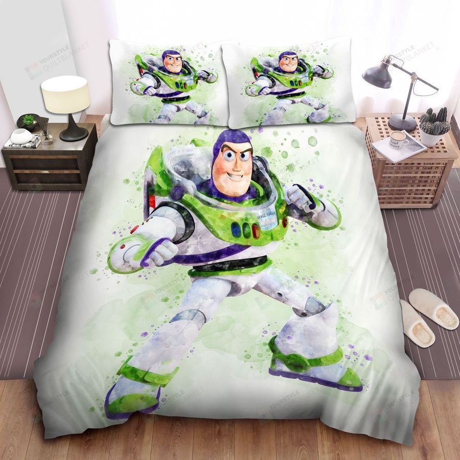 Toy Story Buzz Lightyear In Watercolor Art Bed Sheets Spread Comforter Duvet Cover Bedding Sets