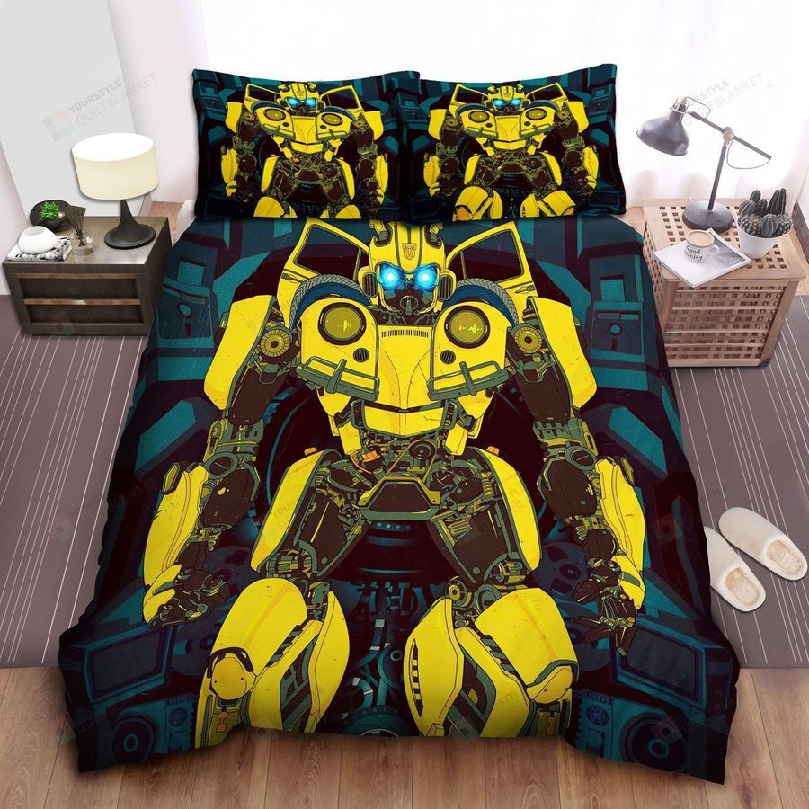 Transformer Bumblebee In Detailed Animation Art Bed Sheets Spread Comforter Duvet Cover Bedding Sets