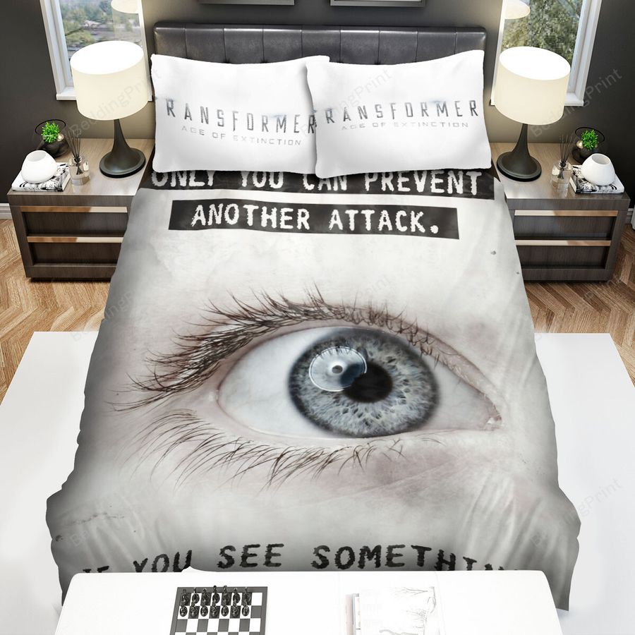 Transformers Age Of Extinction (2014) Only You Can Prevent Another Attack Movie Poster Bed Sheets Spread Comforter Duvet Cover Bedding Sets