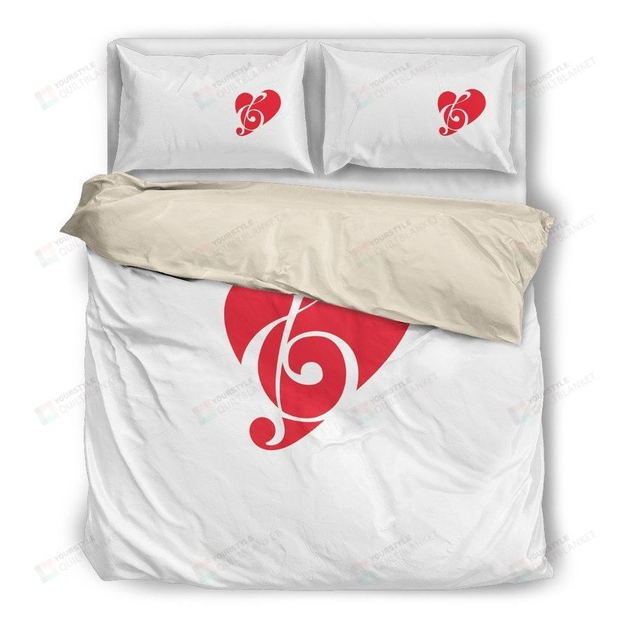 Treble Clef Music Heart Duvet Cover Bedding Set