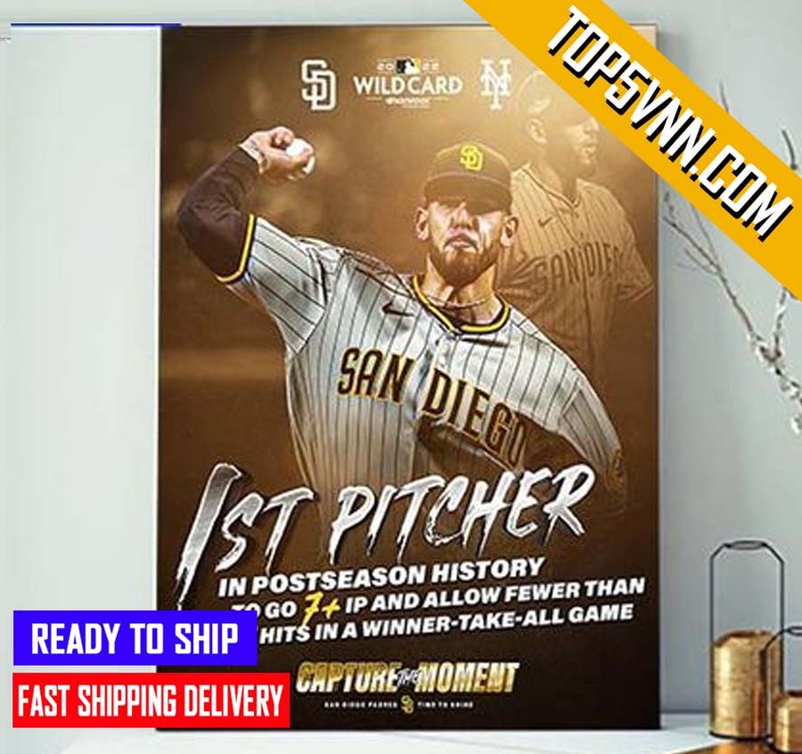 TREND San Diego Padres 2022 MLB Wildcard 1St Pitcher In Postseason Fans Poster Canvas