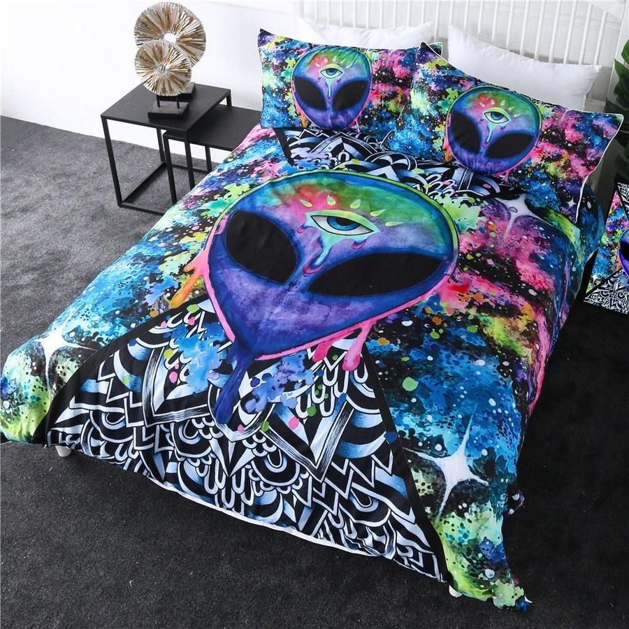 Trippy Alien By Brizbazaar Cotton Bed Sheets Spread Comforter Duvet Cover Bedding Sets