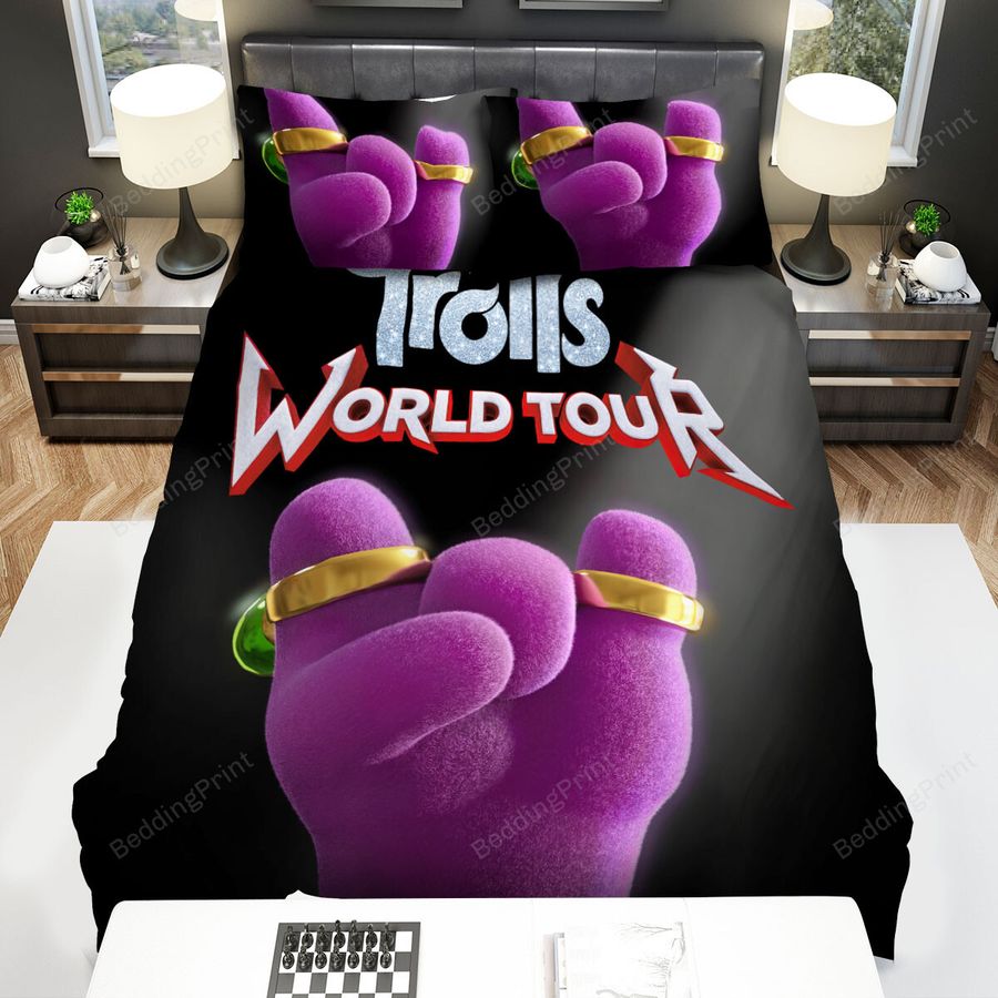 Trolls World Tour (2020) King Quincy Hand Movie Poster Bed Sheets Spread Comforter Duvet Cover Bedding Sets