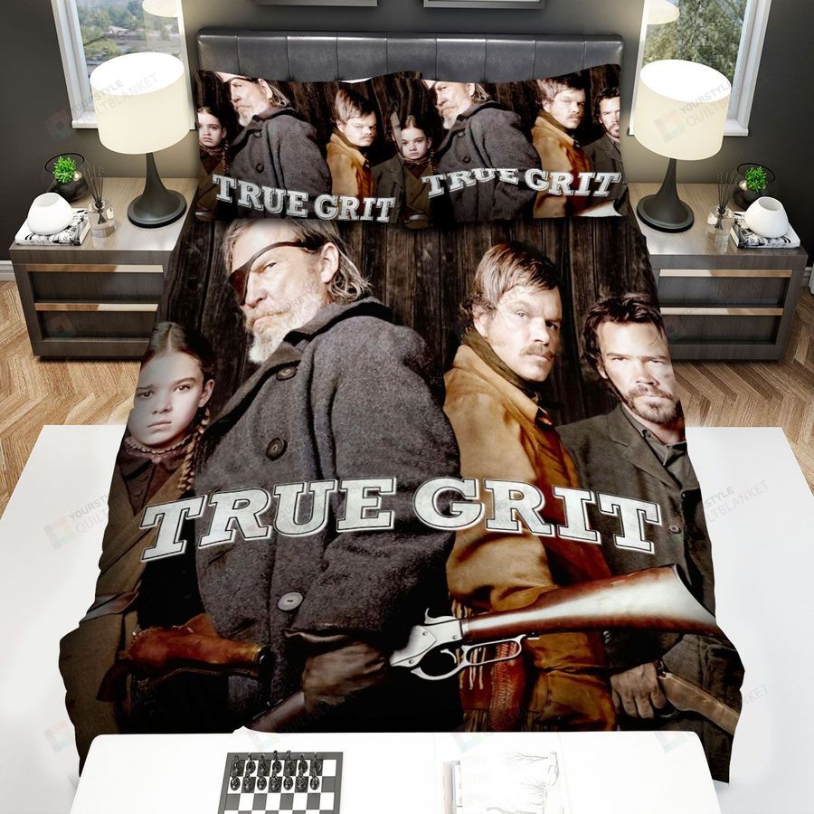 True Grit (2010) Three Hunter And Little Girl Movie Poster Bed Sheets Spread Comforter Duvet Cover Bedding Sets