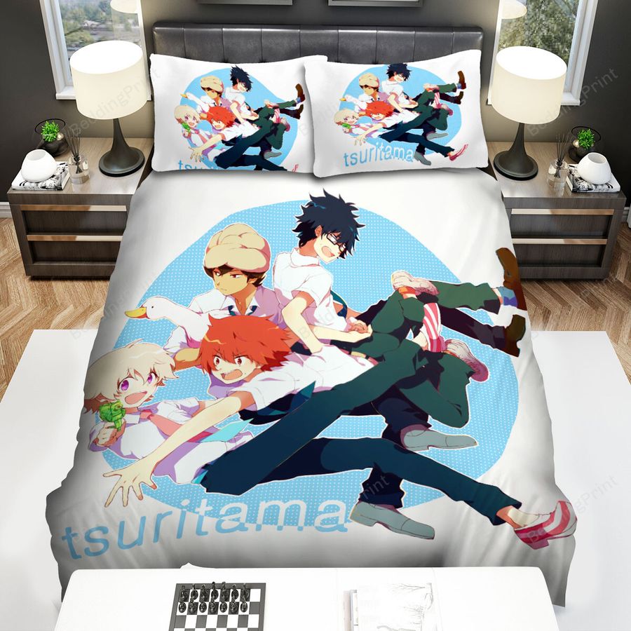 Tsuritama Main Characters Having Fun Together Bed Sheets Spread Duvet Cover Bedding Sets