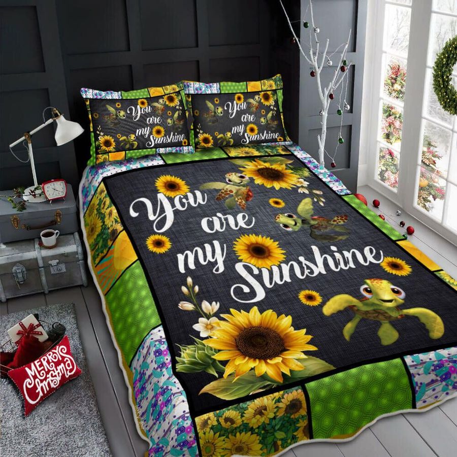 Turtles Sunflower You Are My Sunshine Quilt Bedding Set