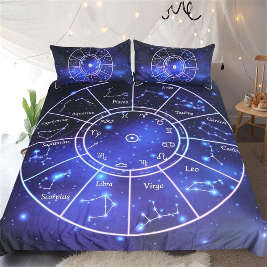 Twelve Constellations Zodiac Cotton Bed Sheets Spread Comforter Duvet Cover Bedding Sets