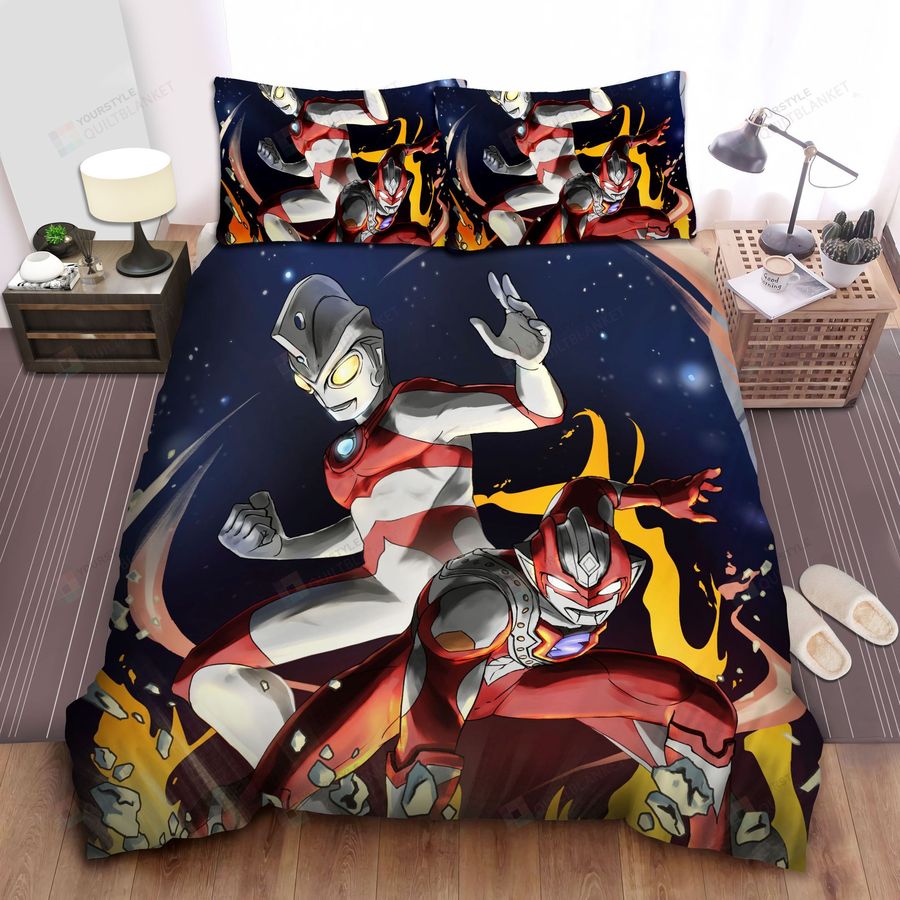 Ultraman Smashing Bed Sheets Spread Comforter Duvet Cover Bedding Sets