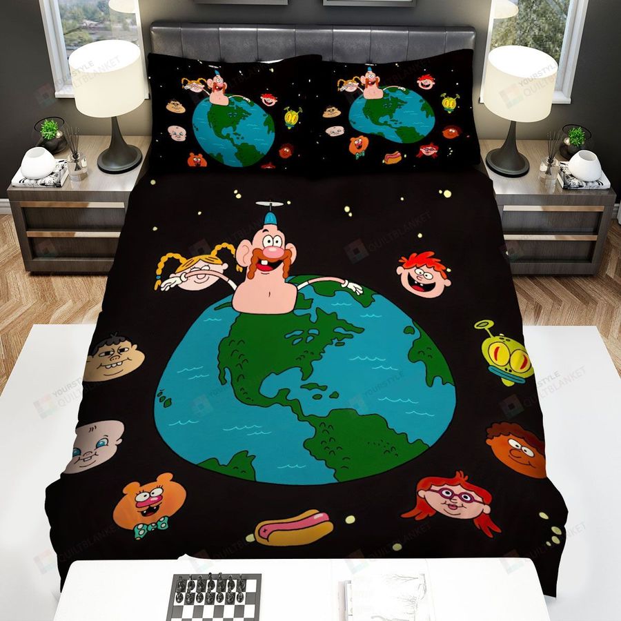 Uncle Grandpa Characters Faces Around The Earth Bed Sheets Spread Duvet Cover Bedding Sets