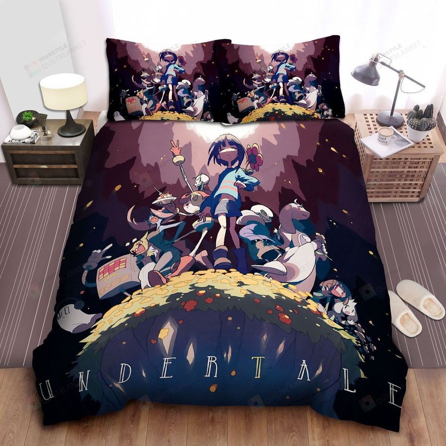 Undertale Characters In Manga Style Artwork Bed Sheets Spread Comforter Duvet Cover Bedding Sets