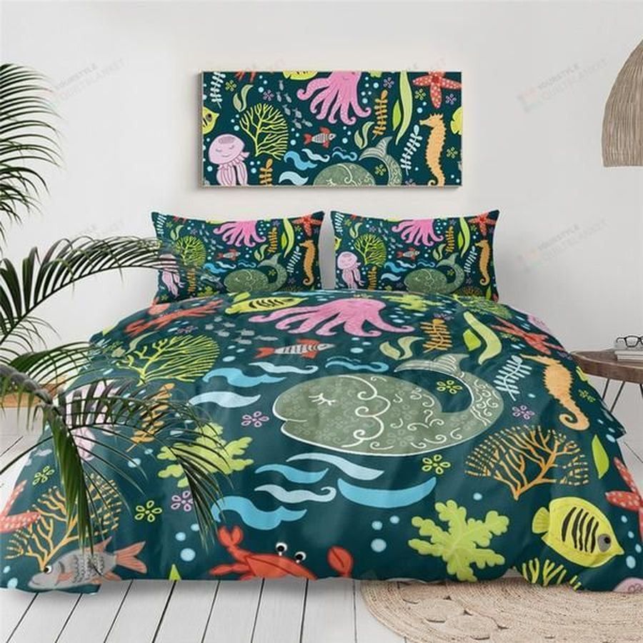 Underwater World Cotton Bed Sheets Spread Comforter Duvet Cover Bedding Sets For Kids