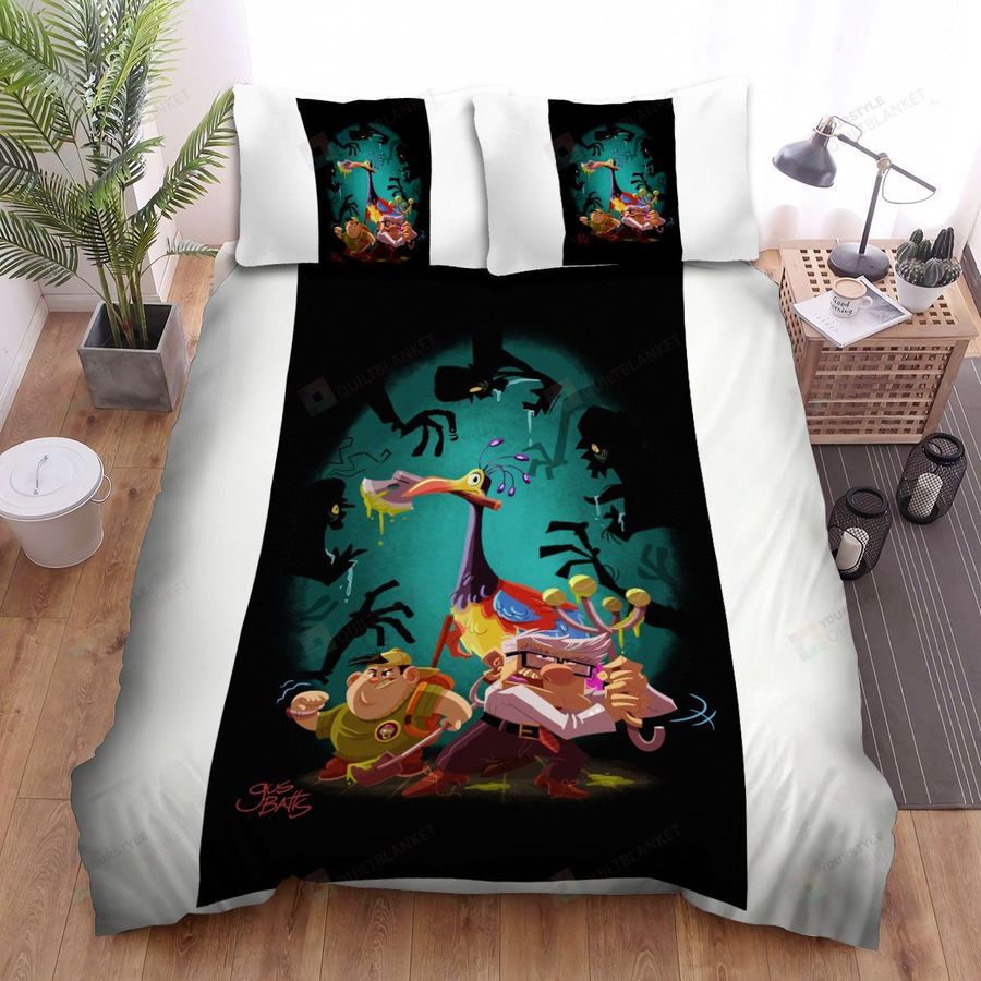 Up Carl Russell And Kevin Fighting With Zombies Illustration Bed Sheets Spread Duvet Cover Bedding Sets