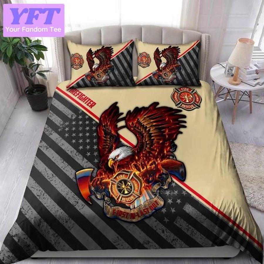 Us Eagle Firefighter 3D Bedding Set