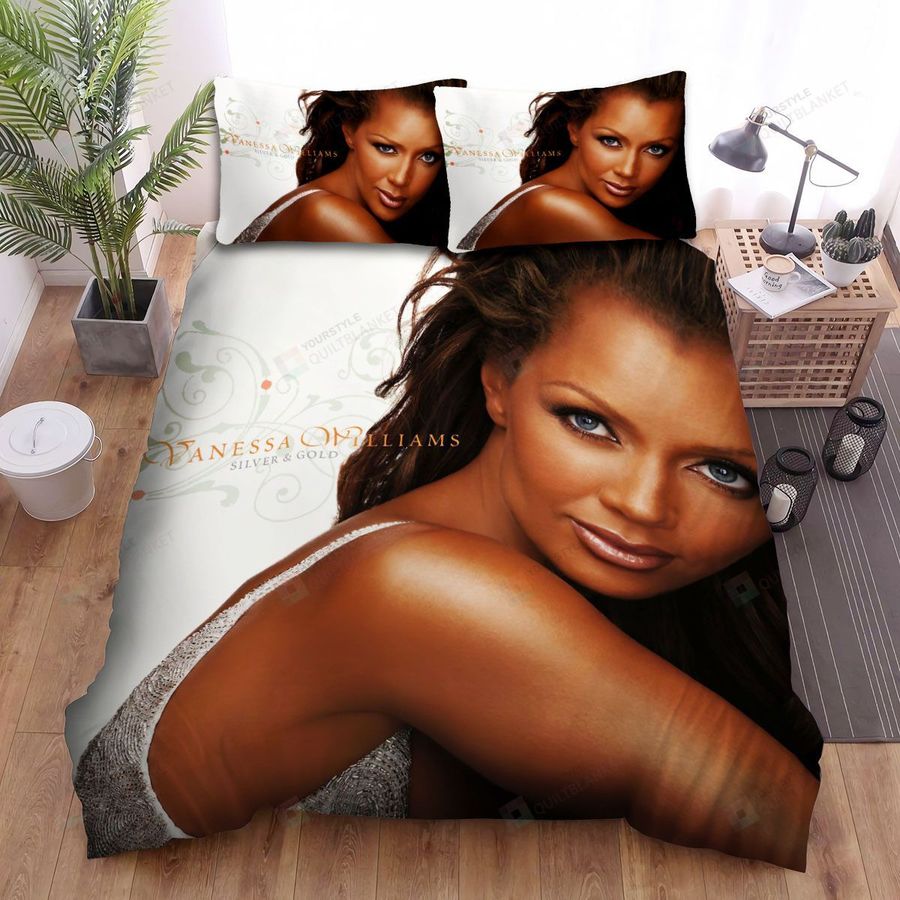 Vanessa Williams Silver And Gold Bed Sheets Spread Comforter Duvet Cover Bedding Sets