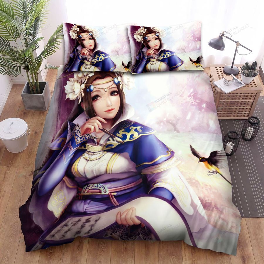 Video Games, Dynasty Warriors, Cai Wenji Art Bed Sheets Spread Duvet Cover Bedding Sets