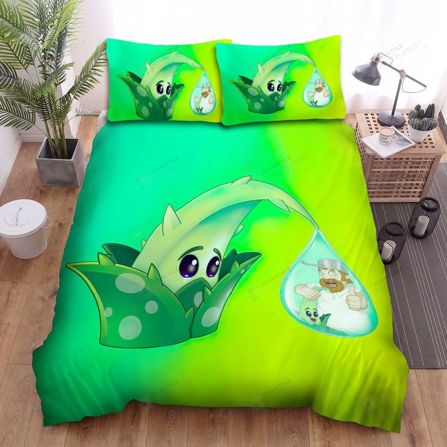 Video Games, Plants Vs Zombies, Cute Aloe Bed Sheets Spread Duvet Cover Bedding Sets