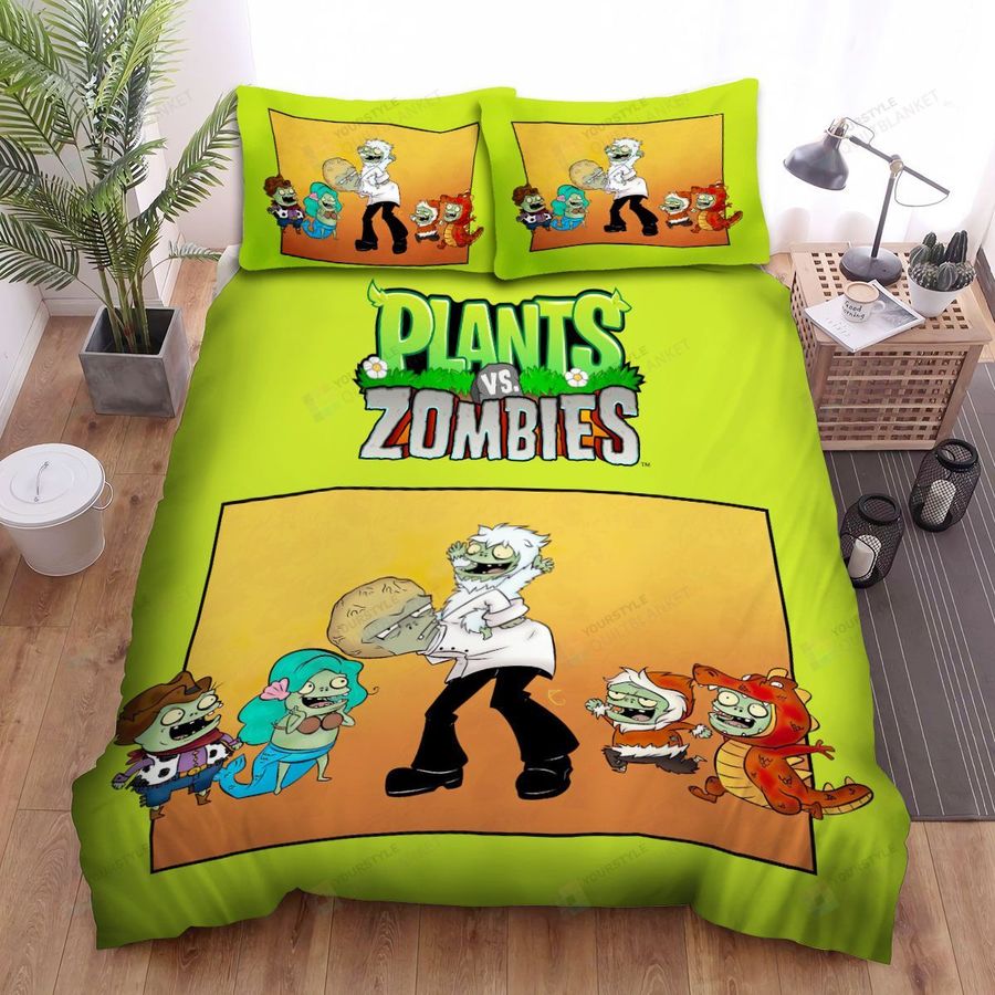 Video Games, Plants Vs Zombies Zombot Carrying Yeti Bed Sheets Spread Duvet Cover Bedding Sets