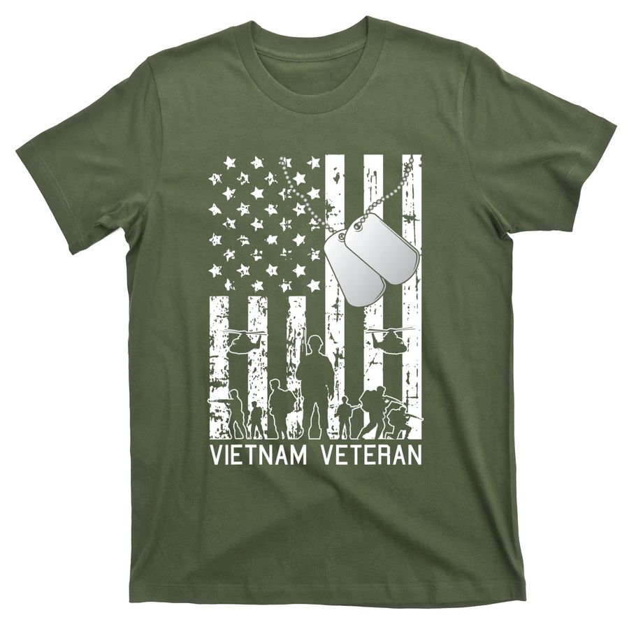 Vietnam Veteran Cool American Flag Military Army Soldier T-Shirts