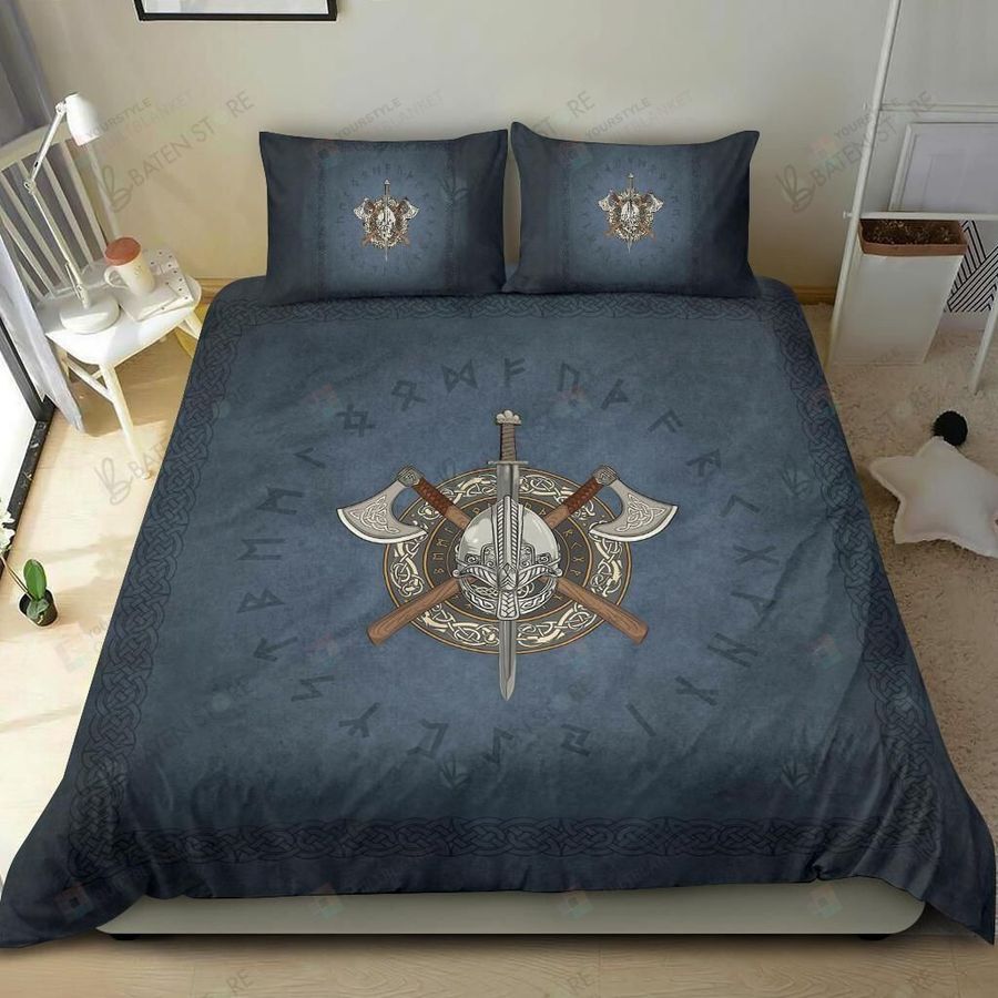 Viking Anthor Sword Navy Bed Sheets Duvet Cover Bedding Set Great Gifts For Birthday Christmas Thanksgiving