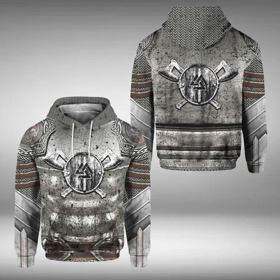 Viking Shirt Viking Silver Armor Valknut Symbol Axe Costume 3D T-Shirt Viking Hoodie