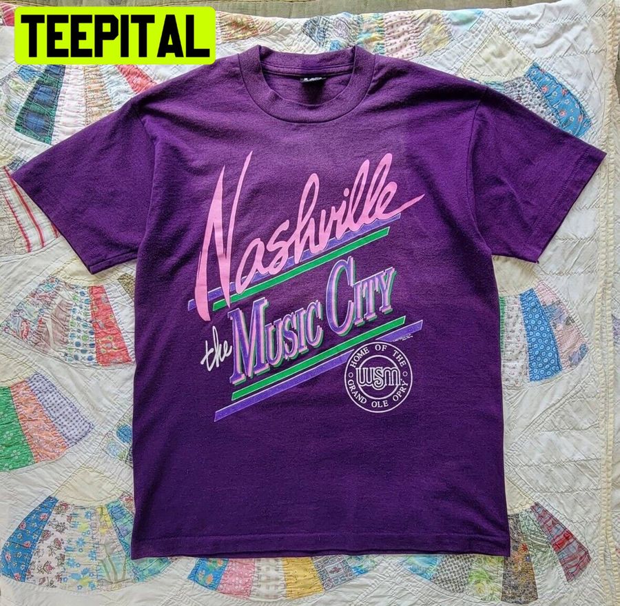 Vintage 1990s Nashville The Music City Single Stitch Screen Stars Trending Unisex T-Shirt